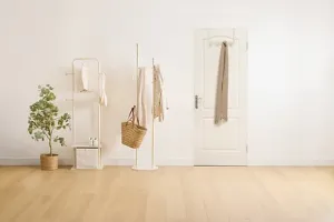 6-bar coat rack Liny - Steel & Cement, 6 Hooks, Weighted Base