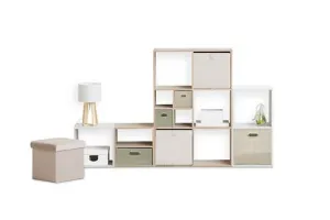 Loop White Storage Basket - 31x31x31 cm Cardboard Cube Textured Front
