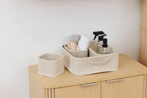 Set of 4 polyester sneakers, beige - Storage Baskets Set for Home