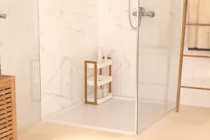 Naturo Rectangular 3-Level Shelf, White Bamboo & PP, 35x20.5x45 cm