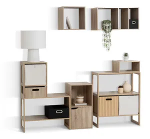 Storage Box - MDF E1 Light Oak Cube with Grooved Front & Handles