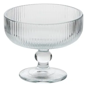 Ice Cream Bowl Ema 34 cl Clear - Ribbed Glass Pedestal Dessert Bowl