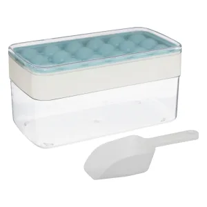 Ice tray 18 cavities TPE with 2 l box and scoop blue, silicone