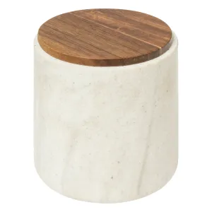 Cotton Jar Como “ Polyresin Storage Jar with Wooden Lid, 10x11 cm
