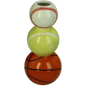 Small Dolomite Vase Sports Balls Design 9.5 x 9.5 x 20.8 cm