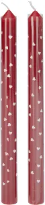 Dinner Candle Set of 2 pcs - Heart Pattern Tapers 2.1x25 cm, Pink/Red