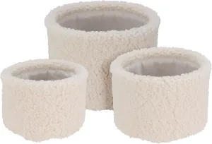 Basket Set of 3pcs â€” Teddy Round White Storage Baskets (Polyester & EVA)