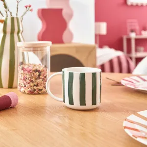 Mug ChÃ©ri 34 cl - Newbone Vertical Stripe Mug, White Handle
