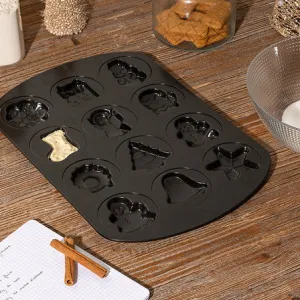 12-Hole Christmas Mould Steel Baking Tray “ 12 Holiday Shapes, 41.8 —28.3 —1.5 cm