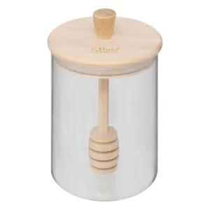 Glass honey pot Hermet 0.4 l with lid and wooden spoon, Borosilicate glass