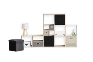Storage Box Tweed “ 31 cm Cube Folding Storage Bin (Beige, Black)