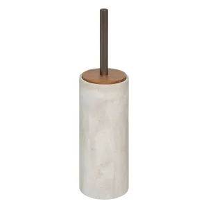 Toilet Brush Come â€“ Polyresin Cylinder with Wooden Lid, 9.6 x 37 cm