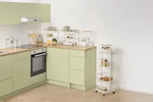 5-Basket Trolley Balm “ Vertical Kitchen Storage with MDF Top