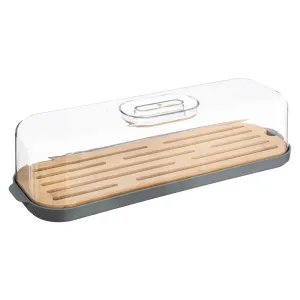Fresh eat PS and Bamboo Baguette Box - Transparent Lid, Bamboo Tray