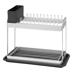 2-tier dish rack aluminum gray ” Aluminum drainer with cutlery pot