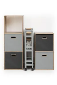 Colors Concrete 3-Tier Trolley on Beavers - MDF E1, 40x15x75 cm, 4 Casters