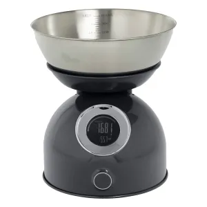 Sili Top Grey Metal Digital Scales - 5kg Capacity, Stainless Steel Bowl