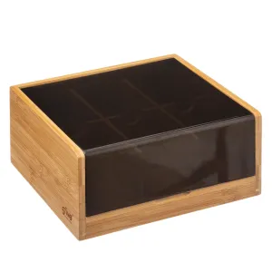 Black bamboo 6-compartment tea box | Tea Storage Organizer