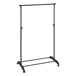 Pan entry-level single clothes rail - Adjustable Steel Rail with Wheels