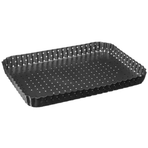 Rectangular metal quiche tin with loose base 31 x 21 cm - Steel Oven-Safe Bakeware