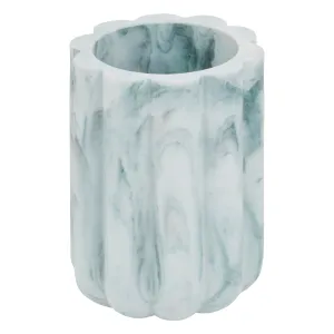 Marby Toothbrush Holder - Polyresin Marble Effect, 7.8 x 11 cm