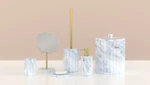 Marby 230 ml Soap Dispenser - Marble-Effect Polyresin Pump