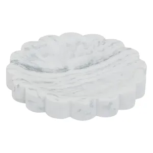 Marby Soap Dish - Scalloped Marble-Effect Polyresin 12.4cm