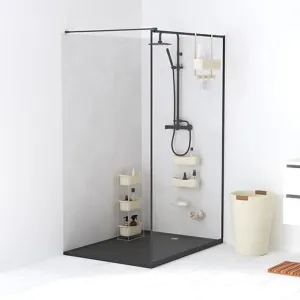 Shower Rack 1 Level and 4 Hooks - Beige Steel/HIPS 30x11.5x33.8cm