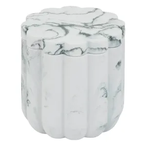 Marby Cotton Jar - Polyresin Marble-Effect Cotton Storage Jar