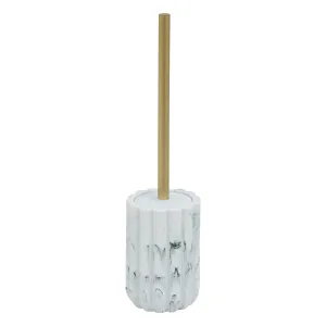 Marby Toilet Brush â€“ Polyresin Marble-Effect Holder with Gold Handle