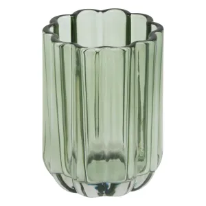 Toothbrush Holder Florea â€“ Ribbed Green Glass Tumbler, D 7.7 x H 11 cm