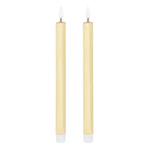 Set of 2 LED Taper Candles ” PS, 2.1 x 28 cm, Gold or Silver