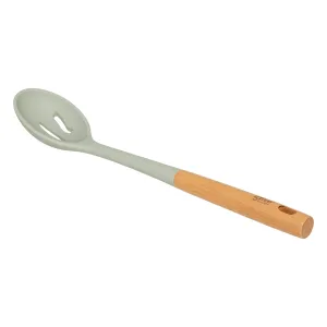 Slotted Spoon Horizon 34 cm Wood & Green Silicone