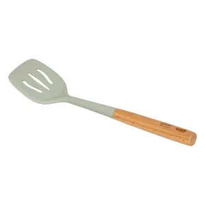 Slotted spatula Horizon 34 cm wood handle green silicone