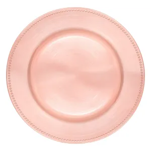 Pink Beaded Presentation Plate - 33 cm PP Serving Charger