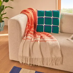Mohair Effect Plaid "Flow" Throw - OEKO-TEX Polyester, 170 x 130 cm