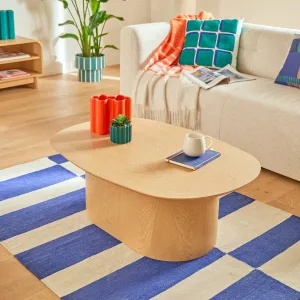 Coffee Table "Lee" Oval Birch-Effect MDF Top 100x70x36.4 cm