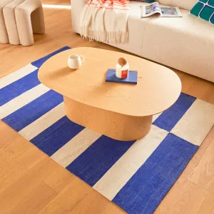 Wool-effect Rug "Flow" Recycled Cotton 170x120 cm Blue/Ivory