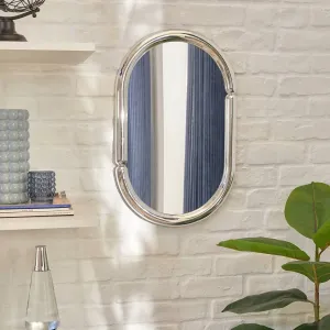 Wall Mirror "Micaela" ” Oval Chrome-Effect Frame 35x55 cm