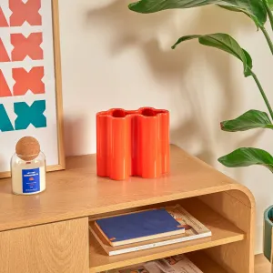 Flow Vase â€” Orange Glazed Dolomite Ceramic Vase