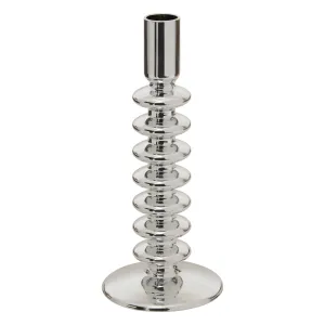 Candle Holder "Sky" Sculpted Borosilicate Glass Taper Holder, Silver