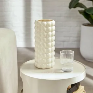 "Sky" Vase - Glazed Dolomite Cylinder with Sculpted Spheres