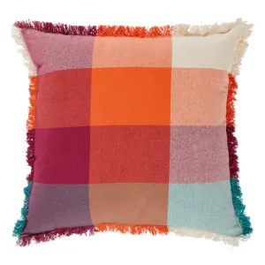 Fringed Madras Cushion "Yucatan" 45x45 cm Colorful Square