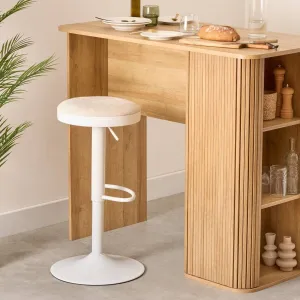 Bar Stool "Ilsa" - Height-Adjustable 360 ° Swivel Stool, Beige Seat