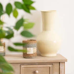 Scented Candle "Zaya" ” 470g Amber Woody, 2-Wick Glass, Woven Cover