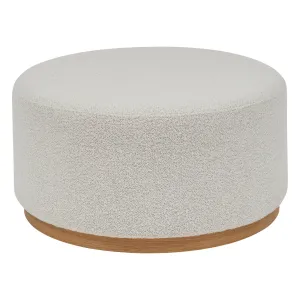 XL Beanbag Pouf "Nesky" Large BouclÃ© Upholstered Round Pouf, Wood Base