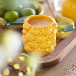 Scented Candle "Yucatan" - Yellow Ceramic Lemon Jar, 45h Burn