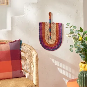 Wall Decoration "Yuca" - Multicolored Woven Reed Wall Art, Ethnic Accent