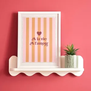 Framed Poster "Cheri" - Vertical Striped Pink & Orange Wall Art 30x40 cm