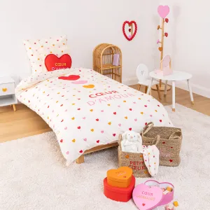 2-Piece Printed Children's Bed Set Telma - Cotton Heart Print, 140x200
